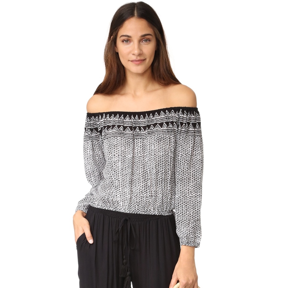 Shopbop Off Shoulder Printed Black & White Top